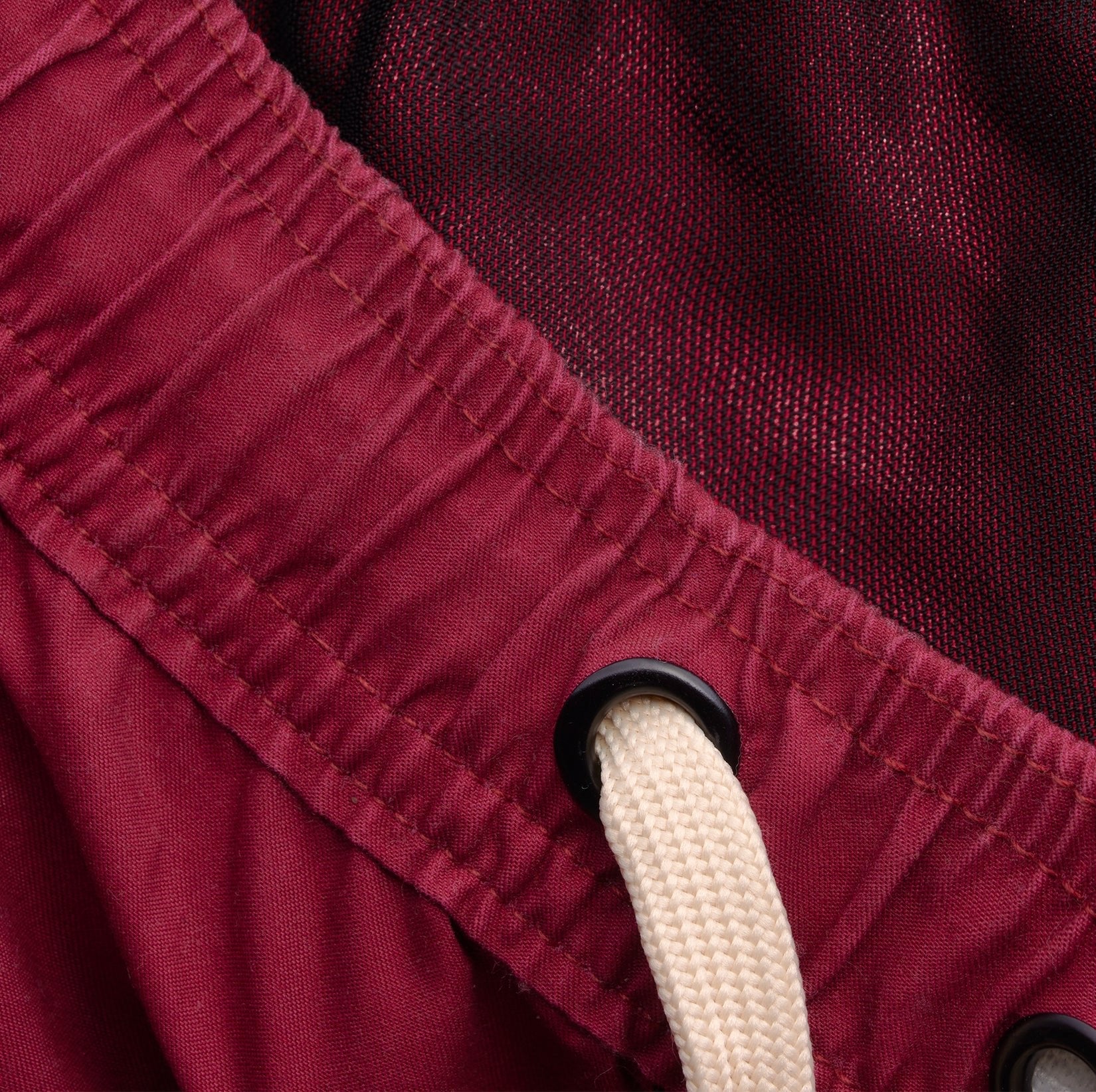 Waterproof swimming shorts - color cherry - Image close up mesh +drawstring - by RAKE - Size xs till xxl - by RAKE XS